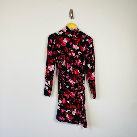 A.L.C Marcel Long Sleeve Ruched Silk Mini Dress Size 4 - Picture 2 of 7